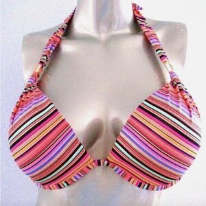 Victorias Secret Nwt Foil Stripe Padded Push Up The Hottie Halter Bikini Top 32B
